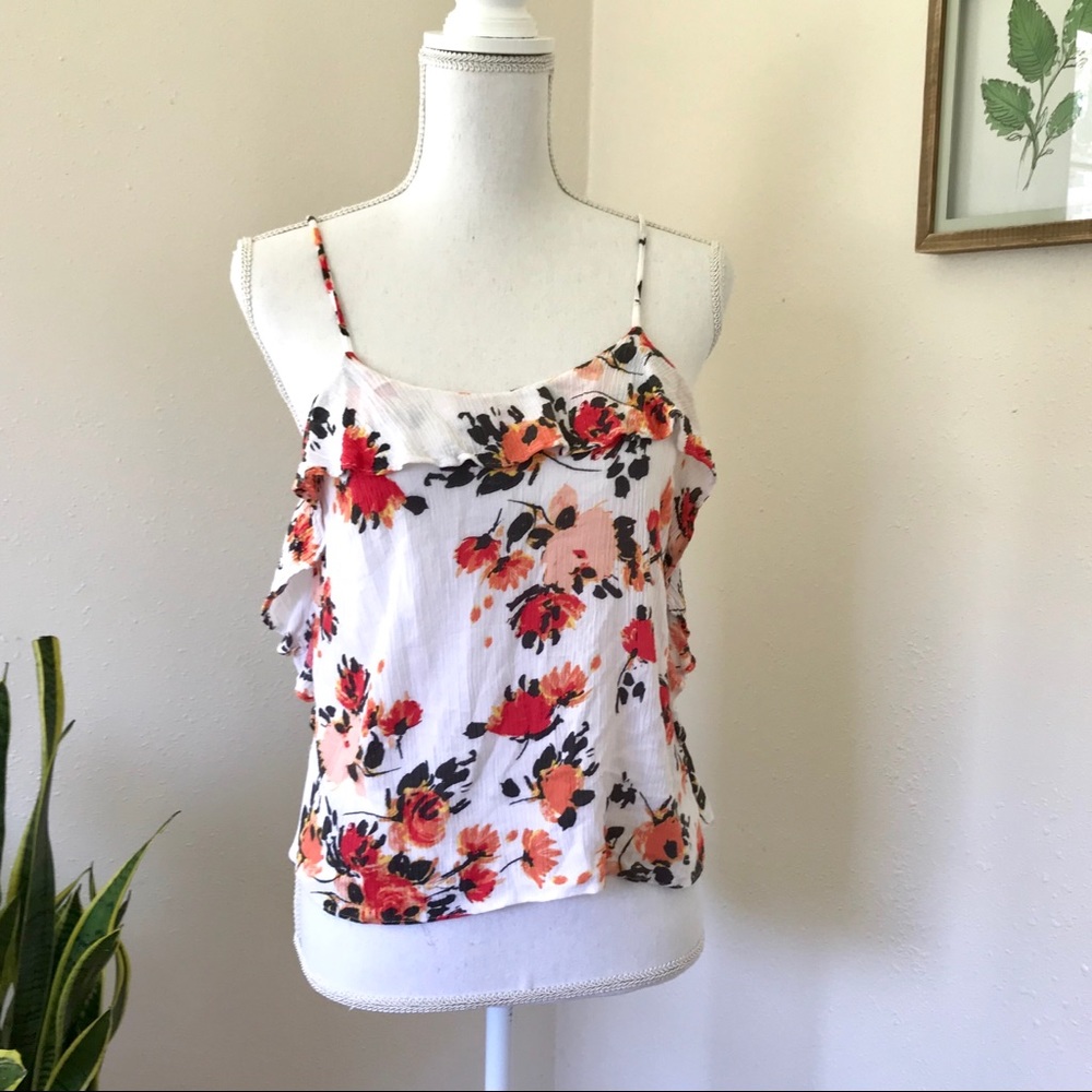 Candie’s Floral Ruffle Spaghetti Strap Top